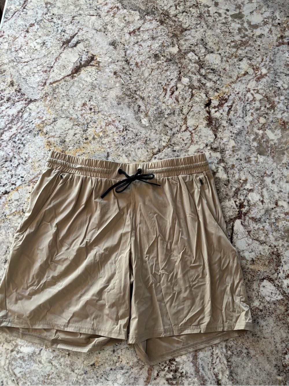 FLX Tan Athletic Shorts with Mesh Lining